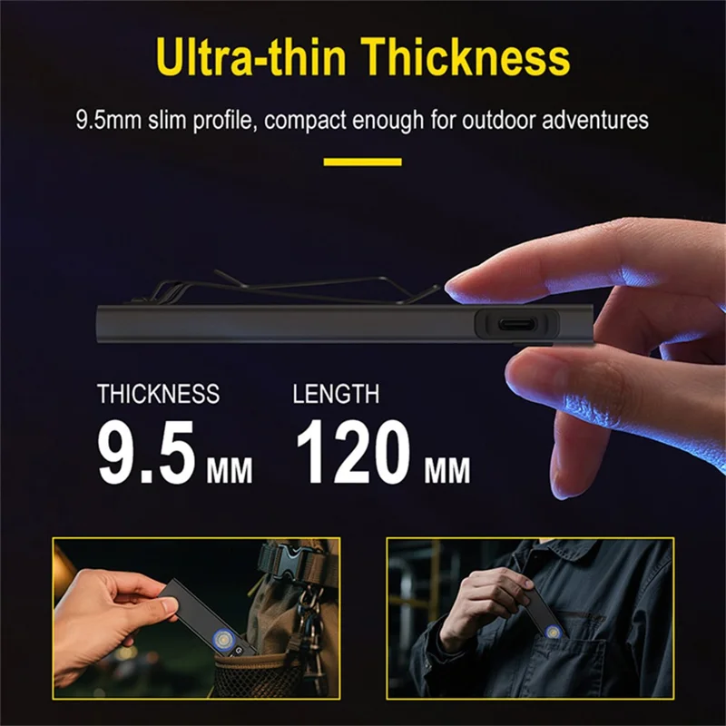 U8 IP67 Waterproof Aluminum Alloy Flashlight with Yellow and RGB Lights 650 Lumens Brightness Multi-Function Magnetic Torch