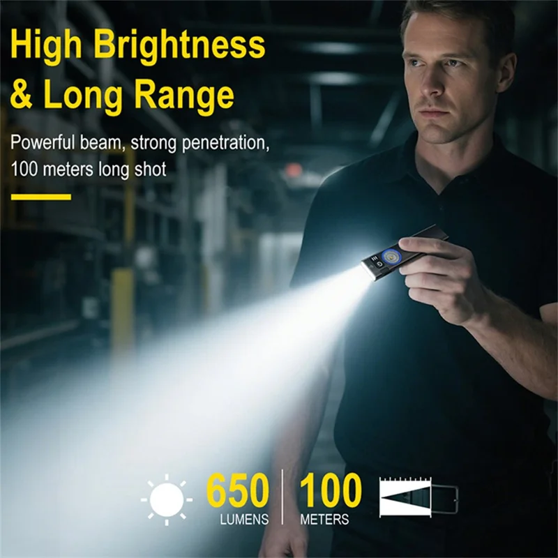 U8 IP67 Waterproof Aluminum Alloy Flashlight with Yellow and RGB Lights 650 Lumens Brightness Multi-Function Magnetic Torch