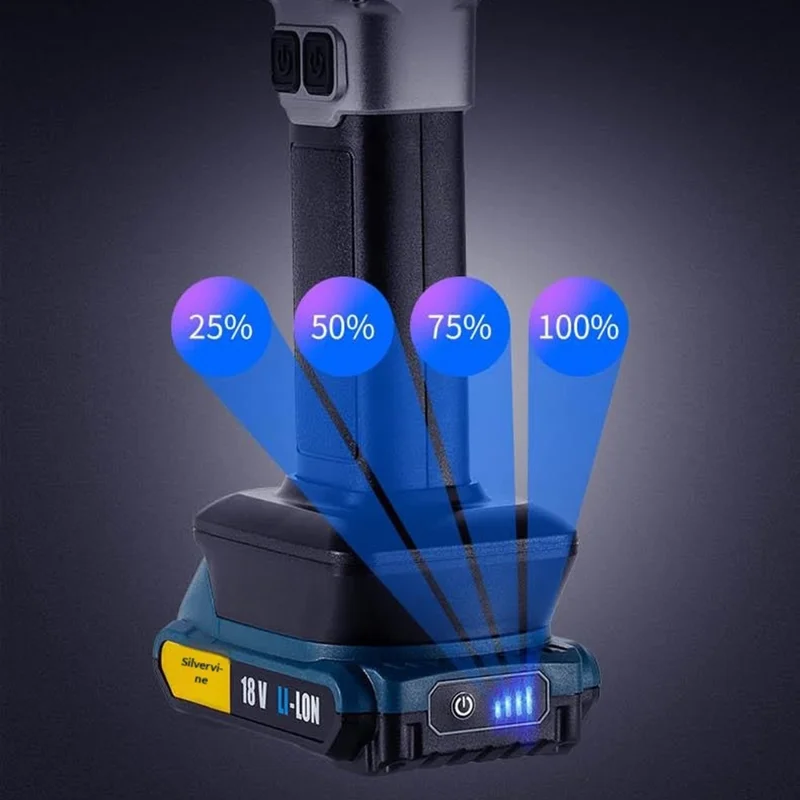 W5218A Maat S Zaklamp met Externe 6500mAh Batterij P50 + COB LED Werklicht met DC-poort