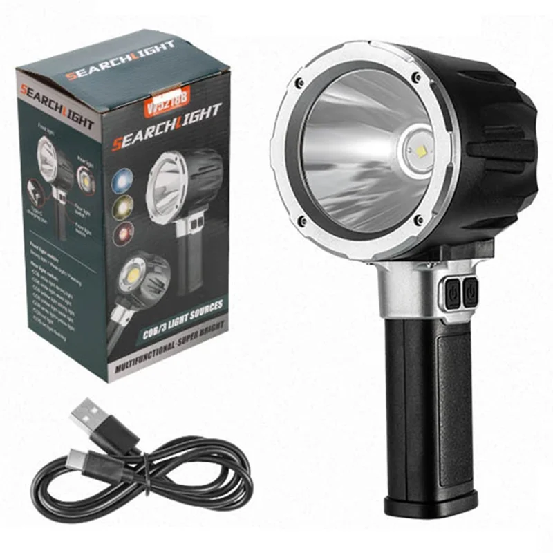 Linterna de mano W5218B tamaño S con batería integrada de 3000 mAh, luz de trabajo LED P50 + COB, lámpara de advertencia exterior