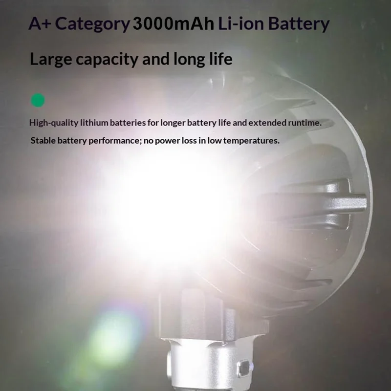 Linterna de mano W5218B tamaño S con batería integrada de 3000 mAh, luz de trabajo LED P50 + COB, lámpara de advertencia exterior