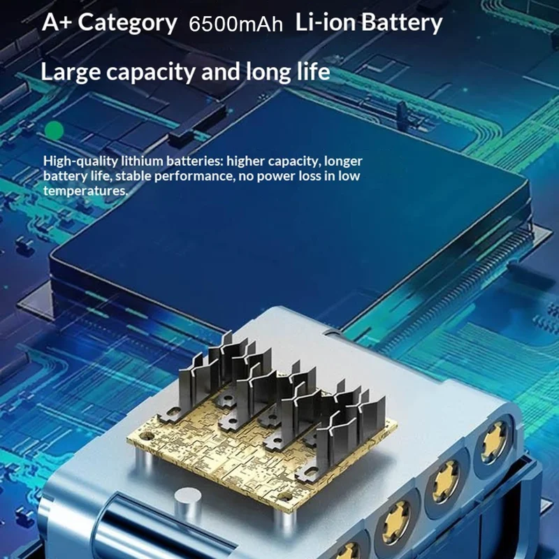 Linterna de mano tamaño L W5219A con batería externa de 6500 mAh, luz de trabajo LED P50 + COB con puerto DC