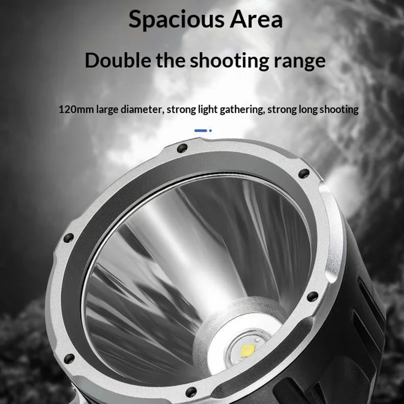 Linterna de mano tamaño L W5219A con batería externa de 6500 mAh, luz de trabajo LED P50 + COB con puerto DC