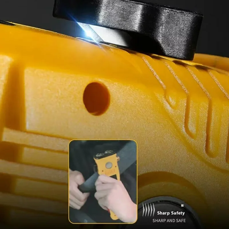 W5214 Multifunctionele Werklamp Zonne- Noodlicht voor Auto met Sterke Magneet / Ruitbreker / Veiligheidshamer - Geel