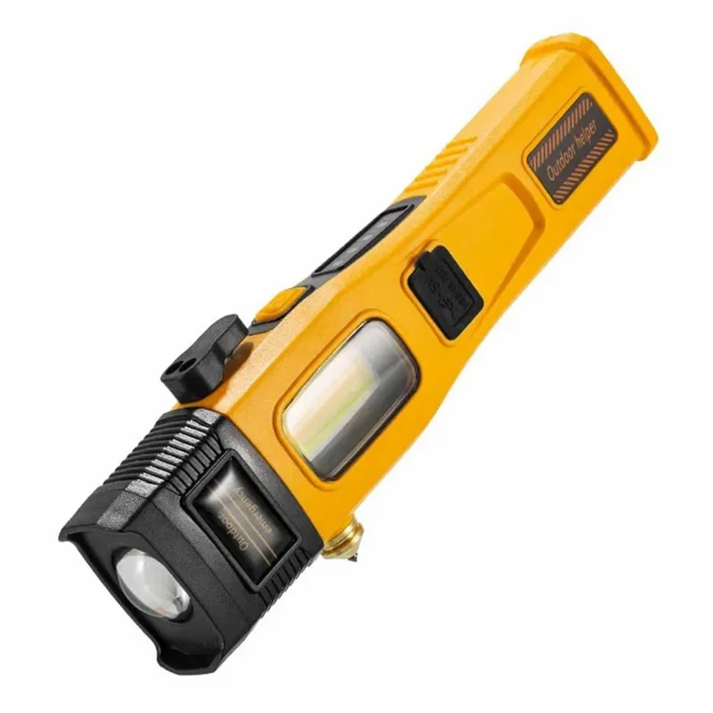 W5215 Instelbare multifunctionele werklamp auto nooddief met sterke magneet / ruitbreker / veiligheidshamer - Geel