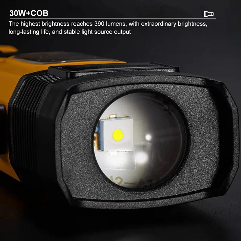 W5215 Instelbare multifunctionele werklamp auto nooddief met sterke magneet / ruitbreker / veiligheidshamer - Geel