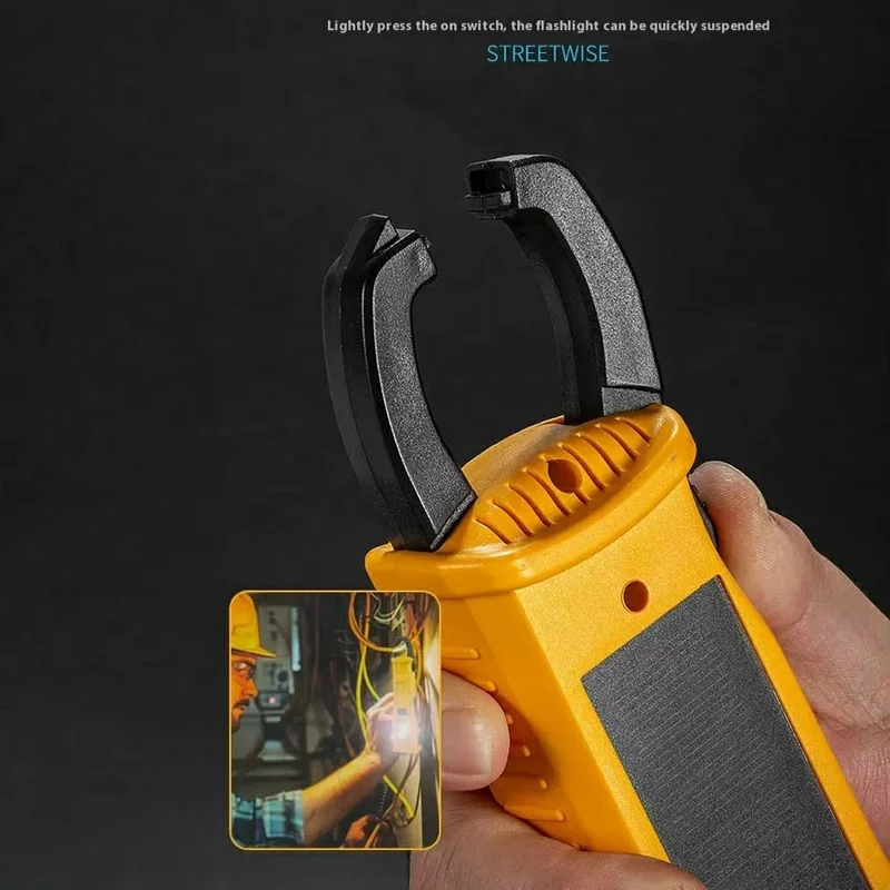 W5216 Clip Hook multifunctionele werklicht auto noodlamp met sterke magneet / ruitbreker / veiligheidshamer - Geel