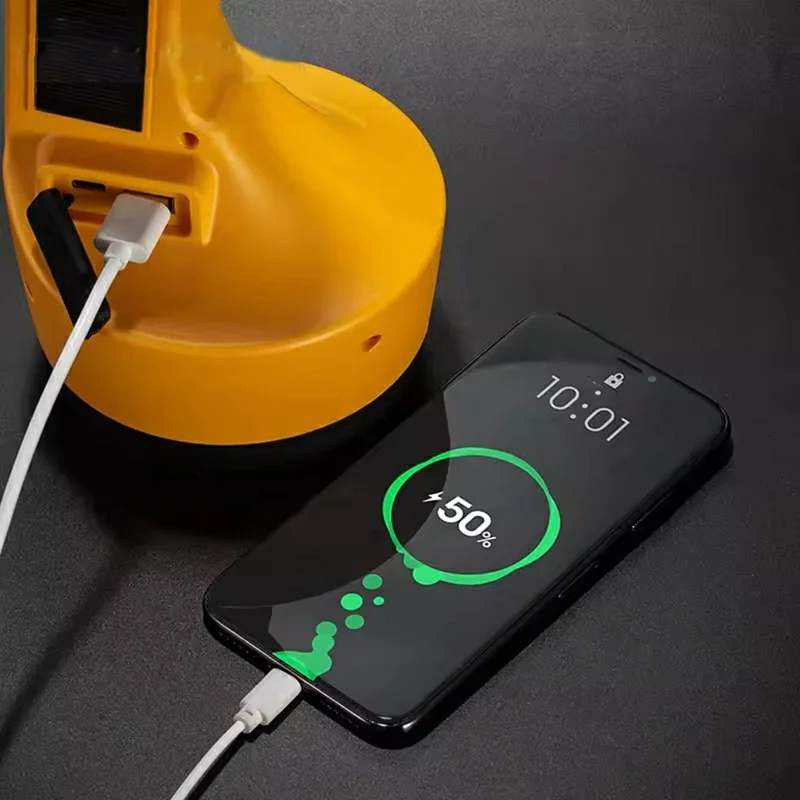 W5217 Lanterna Multifuncional LED Solar com Função de Power Bank - Amarela