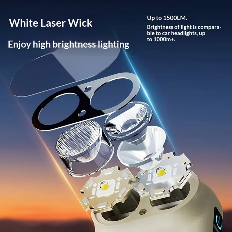 WJ-809 LED Dual Light Source Portable Outdoor Motion Sensor Headlamp Type-C Charging Work Light - Beige