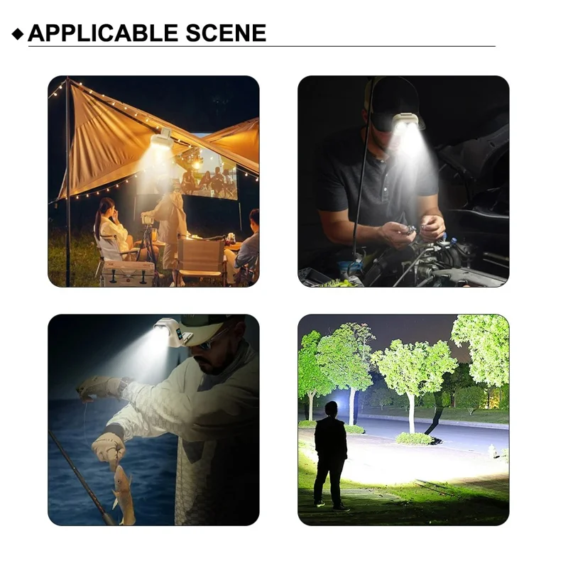 WJ-809 LED Dual Light Source Portable Outdoor Motion Sensor Headlamp Type-C Charging Work Light - Beige