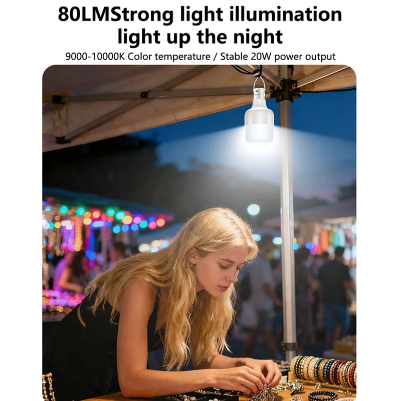 YESIDO DH14 Lampadina d'Emergenza Ricaricabile con 12 LED, Lanterna da Campeggio Regolabile su 3 Livelli, Bianca