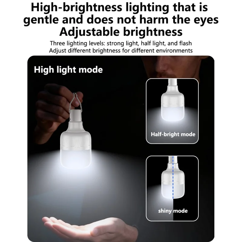 YESIDO DH14 Lampadina d'Emergenza Ricaricabile con 12 LED, Lanterna da Campeggio Regolabile su 3 Livelli, Bianca