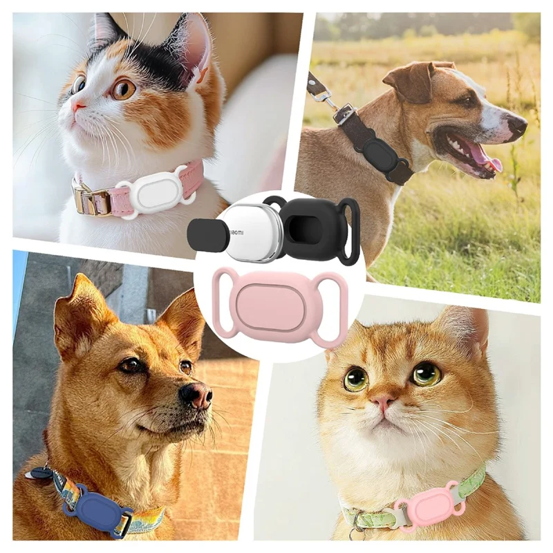 Coque en silicone pour Xiaomi Tag Tracker étanche et antidéflagrante, housse de protection avec boucles de collier - Noir