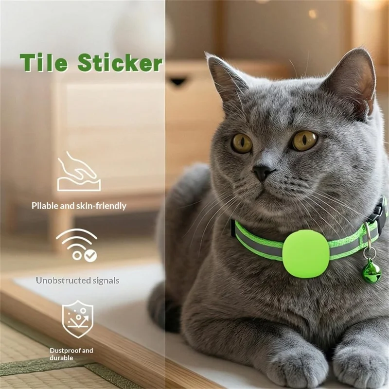 Silikonhölje för Tile Sticker (2024) Bluetooth-kompatibel hundspårrare Skydd för hundkragar Grönt