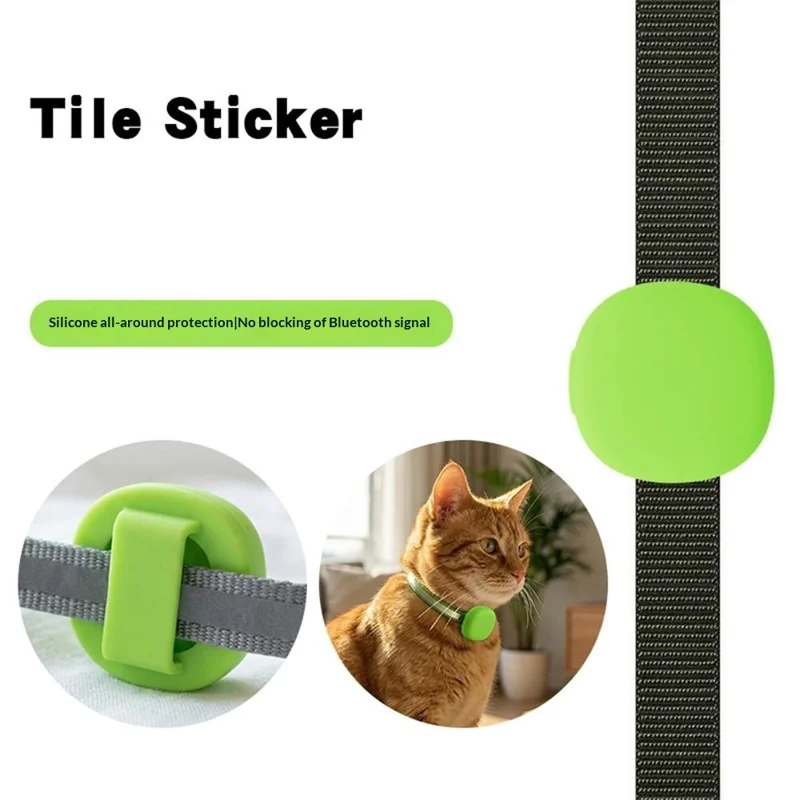 Silikonhölje för Tile Sticker (2024) Bluetooth-kompatibel hundspårrare Skydd för hundkragar Grönt