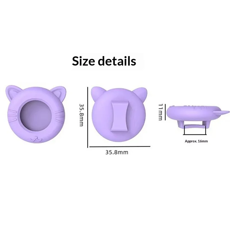 For AirTag Tracker Cat Ears Design Silicone Case Reflective Paw Print Pet Collar with Protective Film - Blue