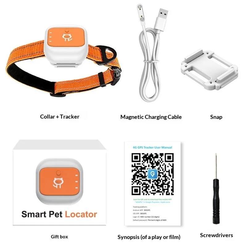G01 Waterproof Smart Pet Tracker WiFi+GPS Positioning Anti-Lost Collar for Cats Dogs, Eurasian Version - Orange S