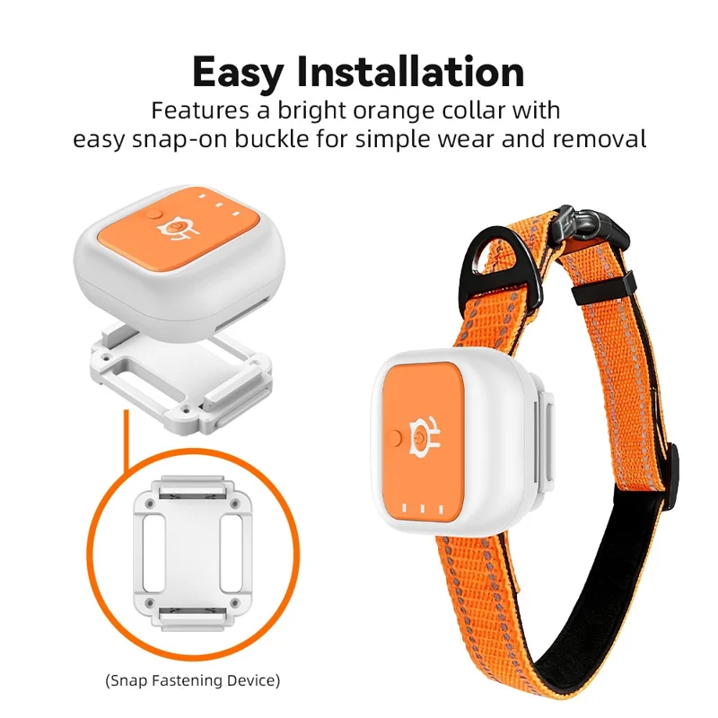 G01 Waterproof Smart Pet Tracker WiFi+GPS Positioning Anti-Lost Collar for Cats Dogs, Eurasian Version - Orange S