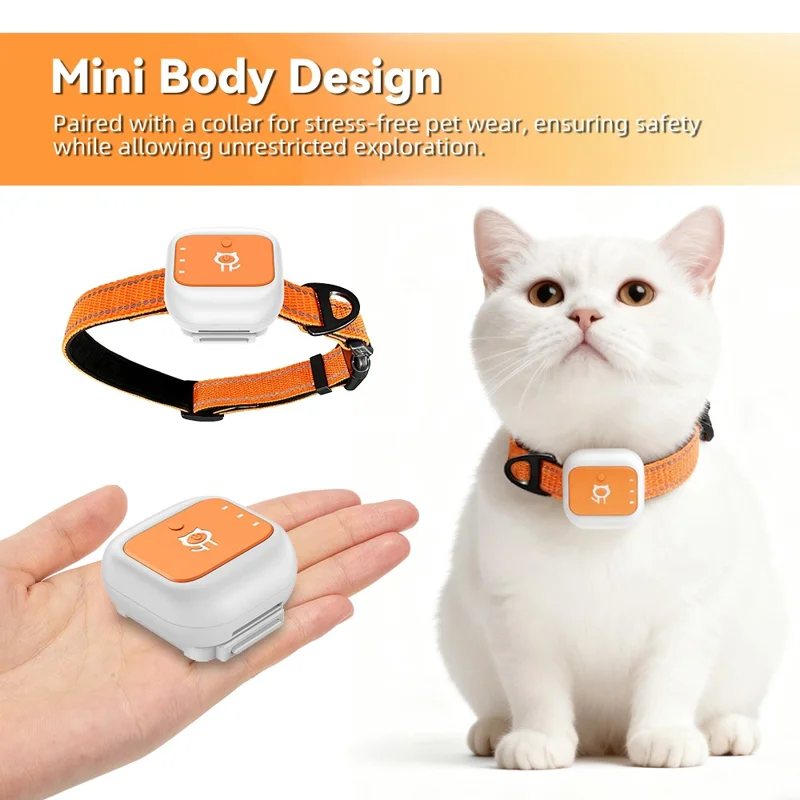 G01 Waterproof Smart Pet Tracker WiFi+GPS Positioning Anti-Lost Collar for Cats Dogs, Eurasian Version - Orange S