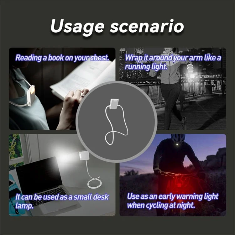 Magnetic Neck Reading Light 3 Colors Adjustable Bendable Arm Rechargeable Book Light for Working Reading Sleeping Knitting Cross Stitch