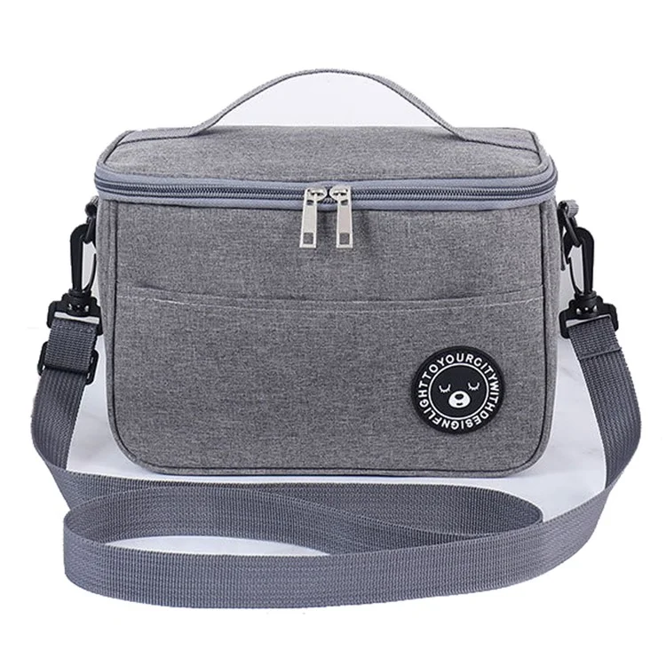 TB-0401 Oxford Cloth Insulated Lunch Carrying Bag Fruit Storage Bag with Shoulder Strap, Size: S - Grey