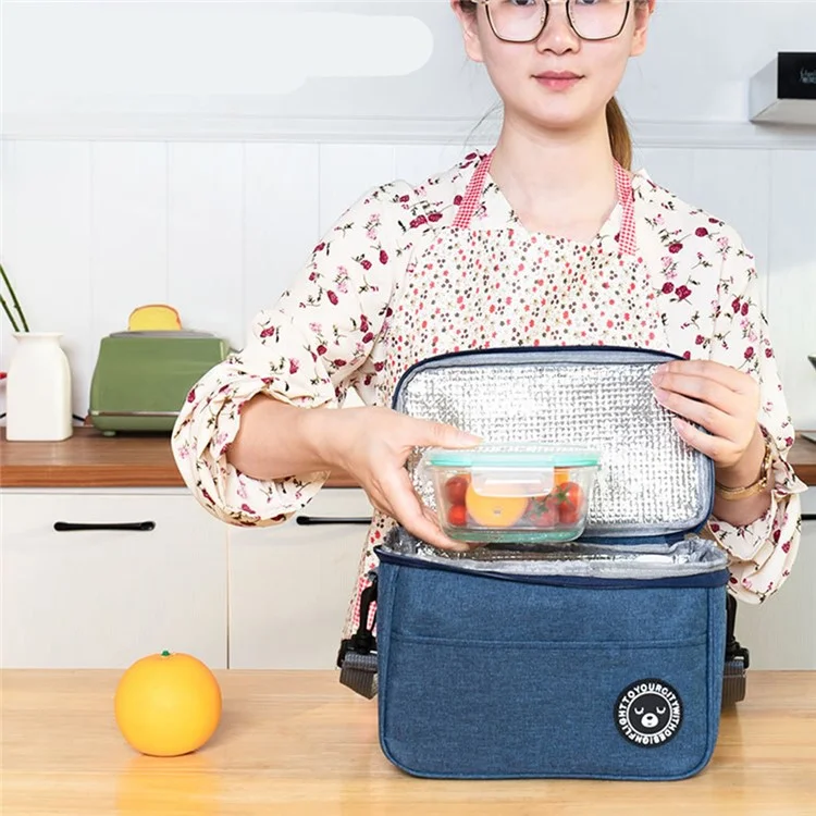 TB-0401 Oxford Cloth Insulated Lunch Carrying Bag Fruit Storage Bag with Shoulder Strap, Size: S - Grey
