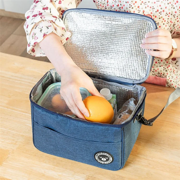 TB-0401 Oxford Cloth Insulated Lunch Carrying Bag Fruit Storage Bag with Shoulder Strap, Size: S - Grey