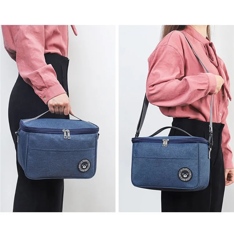 TB-0401 Oxford Cloth Insulated Lunch Carrying Bag Fruit Storage Bag with Shoulder Strap, Size: S - Grey