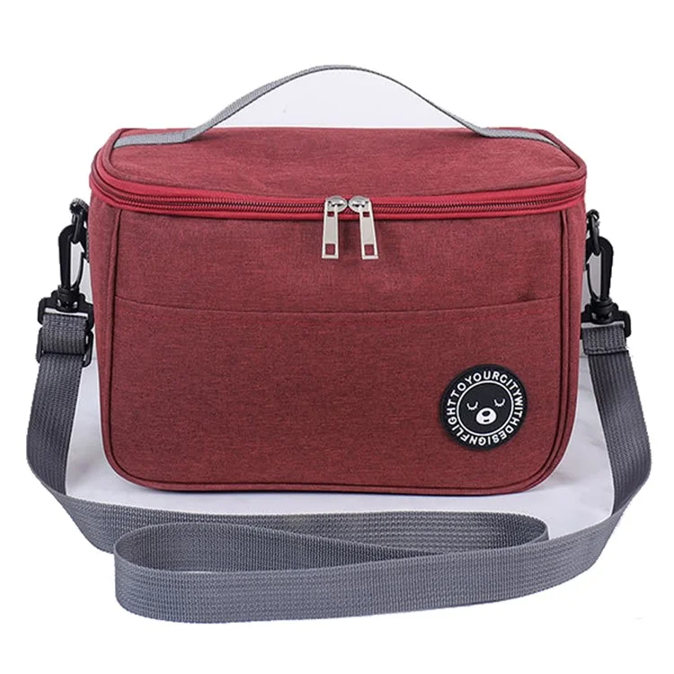 TB-0401 Fashionable Lunch Bag Handbag Thermal Insulated Cooler Lunch Tote Box with Shoulder Strap, Size: M - Red