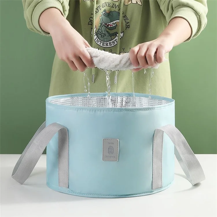 TB-0678 Tamanho Pequeno Portátil Folding Water Bucket Travel Camping Caminhando Water Solder Bolhbasin Com Tampa - Rosa