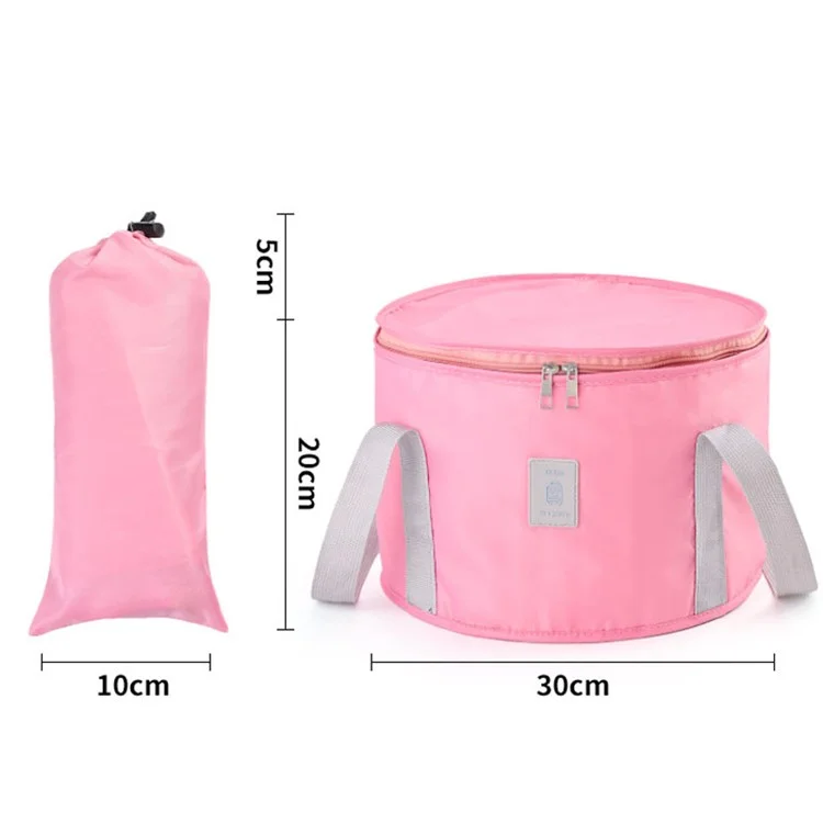 TB-0678 Small Size Portable Folding Water Bucket Travel Camping Hiking Water Holder Bag Washbasin with Lid - Pink