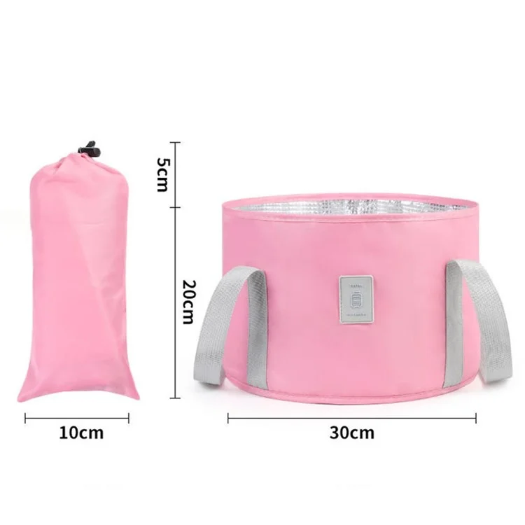 TB-0678 Small Size Portable Folding Bucket Outdoor Travel Camping Water Holder Bag Washbasin - Pink