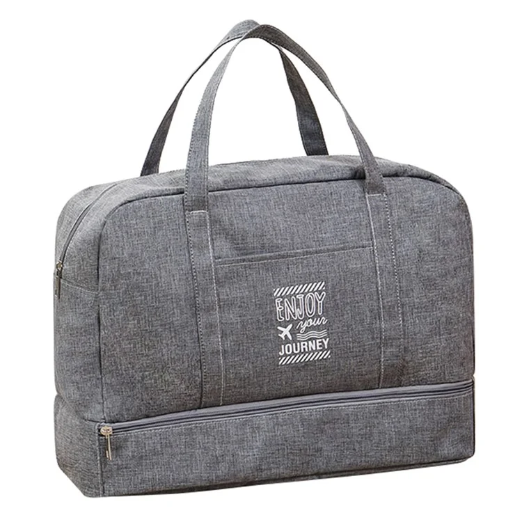 TB-0597 Large Size Portable Travel Handbag Clothes Shoes Cosmetics Storage Bag with PVC Waterproof Pouch - Grey