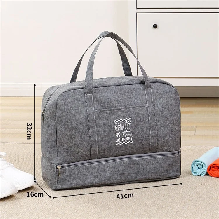 TB-0597 Large Size Portable Travel Handbag Clothes Shoes Cosmetics Storage Bag with PVC Waterproof Pouch - Grey
