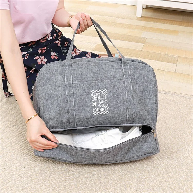 TB-0597 Large Size Portable Travel Handbag Clothes Shoes Cosmetics Storage Bag with PVC Waterproof Pouch - Grey