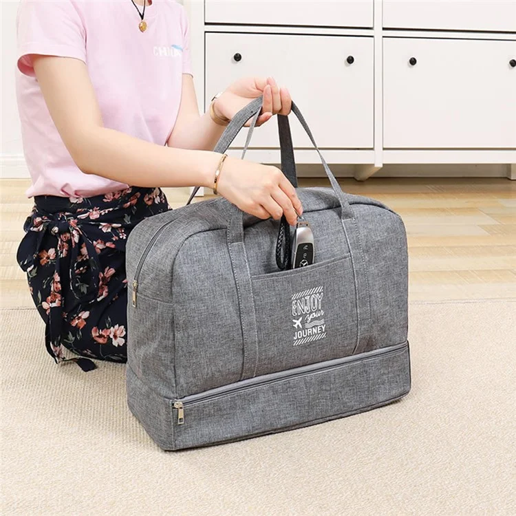 TB-0597 Large Size Portable Travel Handbag Clothes Shoes Cosmetics Storage Bag with PVC Waterproof Pouch - Grey
