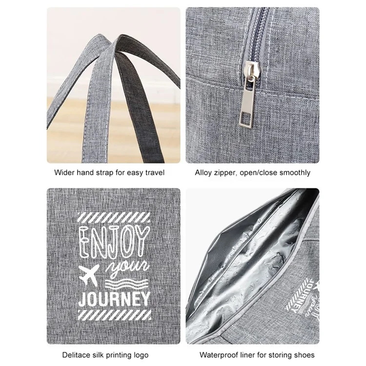 TB-0597 Large Size Portable Travel Handbag Clothes Shoes Cosmetics Storage Bag with PVC Waterproof Pouch - Grey