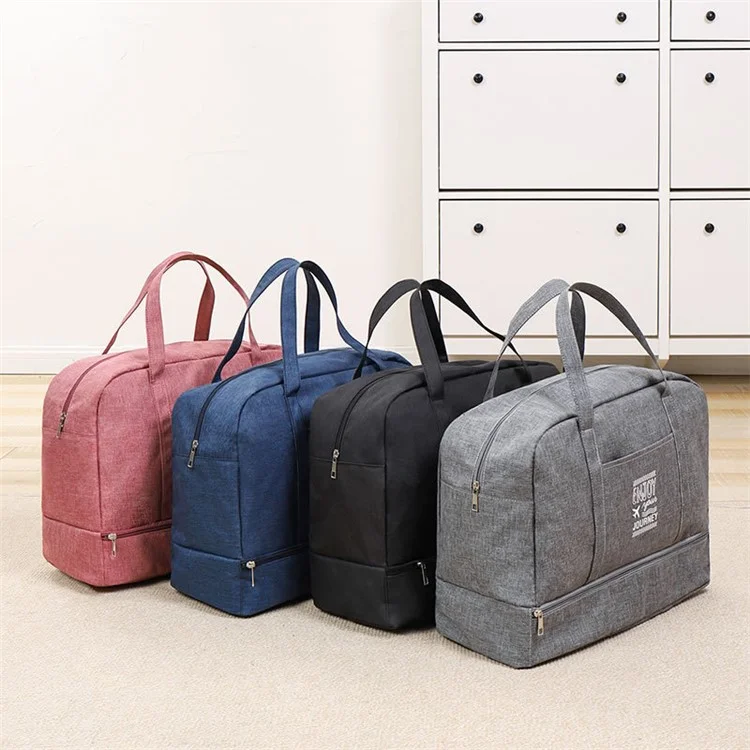 TB-0597 Large Size Portable Travel Handbag Clothes Shoes Cosmetics Storage Bag with PVC Waterproof Pouch - Grey