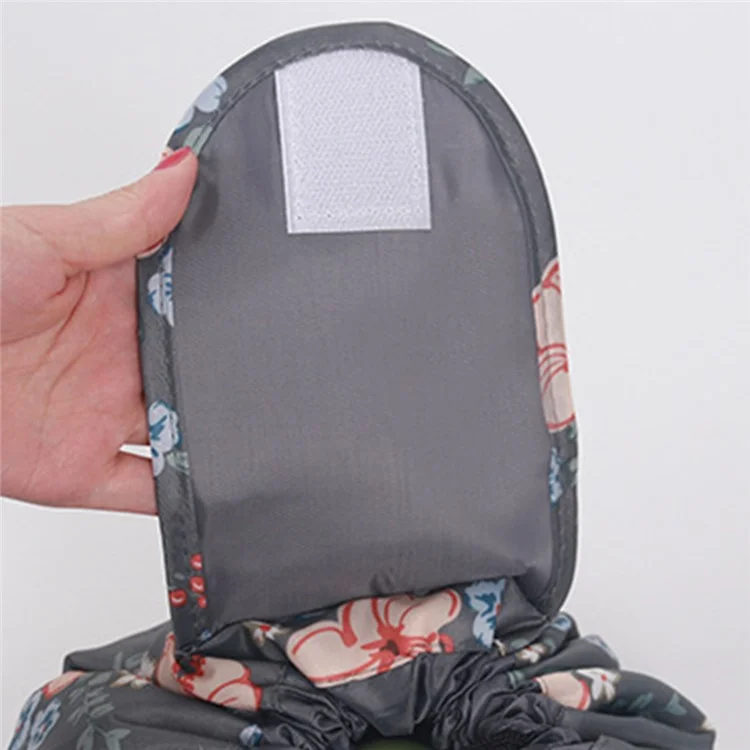 Portable Travel Drawstring Toiletry Bag Nylon Makeup Cosmetics Storage Bag - Christmas Blue