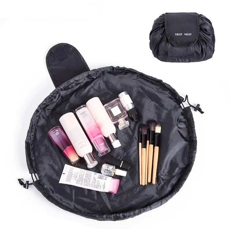 Portable Travel Drawstring Toiletry Bag Nylon Makeup Cosmetics Storage Bag - Christmas Blue