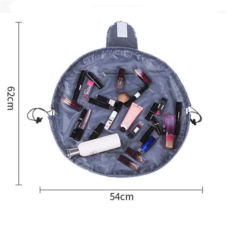 Portable Travel Drawstring Toiletry Bag Nylon Makeup Cosmetics Storage Bag - Christmas Blue