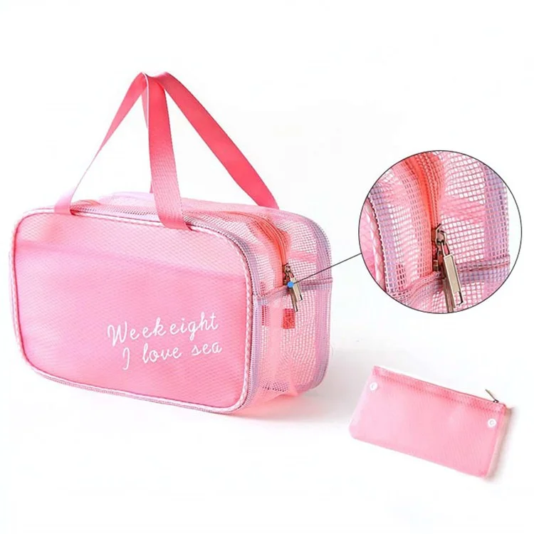 WEEKEIGHT Large Size Portable Waterproof Makeup Toiletry Bag Travel Fitness Swimming Storage Bag - Pink/Breathable Type