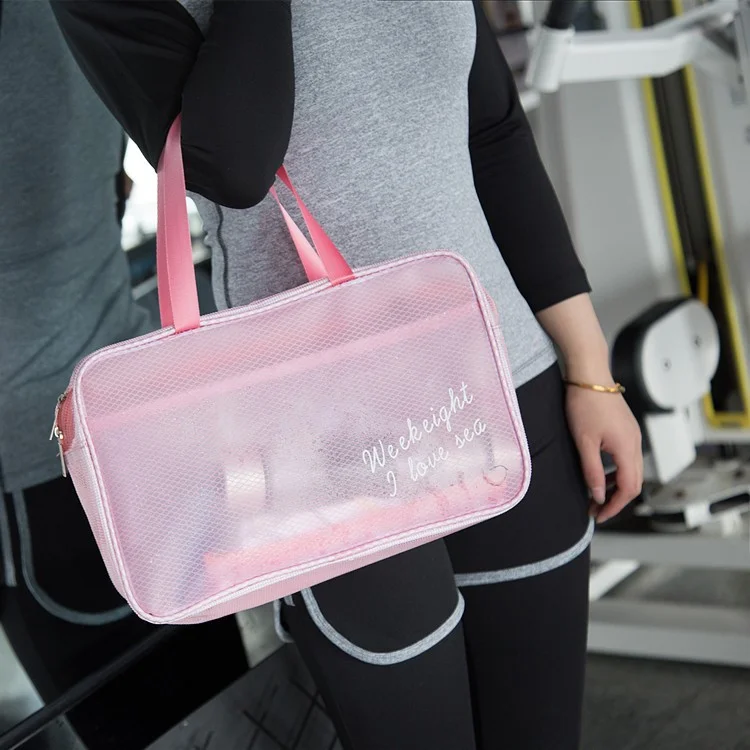WEEKEIGHT Large Size Portable Waterproof Makeup Toiletry Bag Travel Fitness Swimming Storage Bag - Pink/Breathable Type