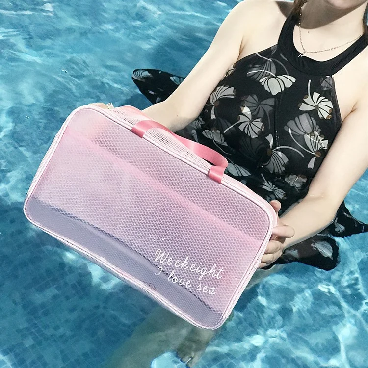 WEEKEIGHT Large Size Portable Waterproof Makeup Toiletry Bag Travel Fitness Swimming Storage Bag - Pink/Breathable Type
