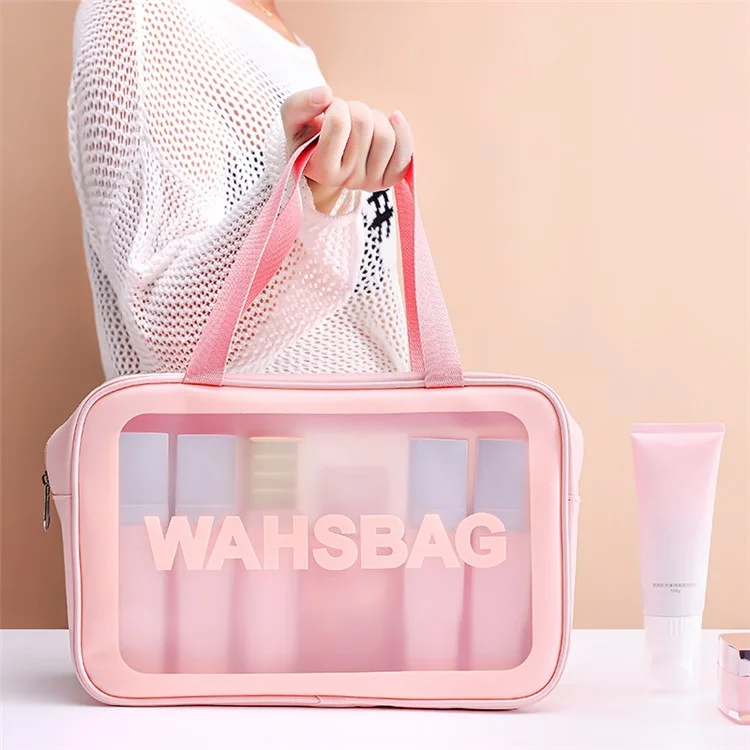 Large Travel Toiletry Bag Pouch Carry-On Airport Airline Compliant Bag Makeup Cosmetic Bag for Toiletries Liquids Creams Shampoo, Size: L - Black