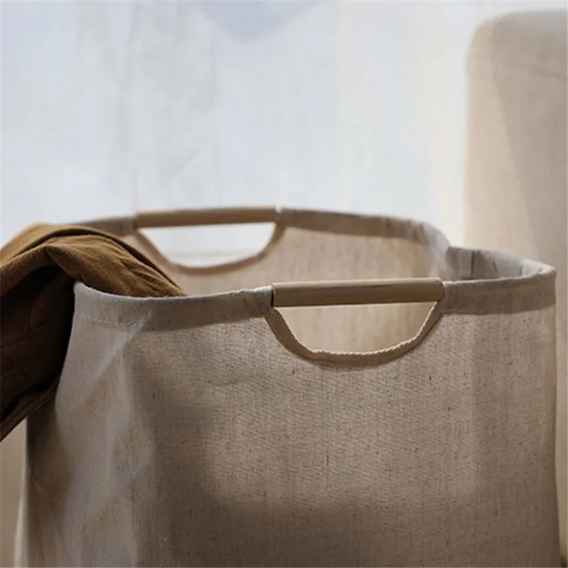 Laundry Basket Organization Collapsible Cotton Linen Storage Basket for Clothes Blanket Kids Toy, Size S