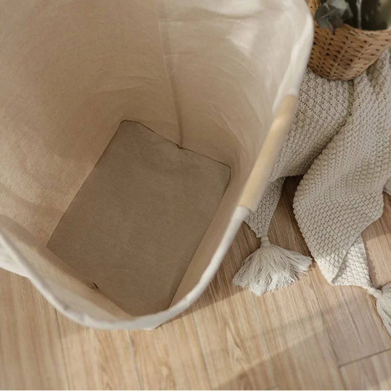 Laundry Basket Organization Collapsible Cotton Linen Storage Basket for Clothes Blanket Kids Toy, Size S