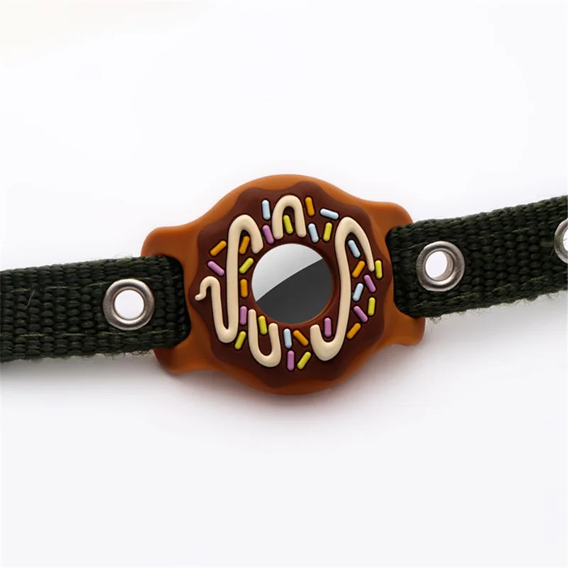 Doughnut Silicone Cover for AirTag Bluetooth-compatible Tracker Protective Case for Dogs/Cats Pets (Size: S) - Brown