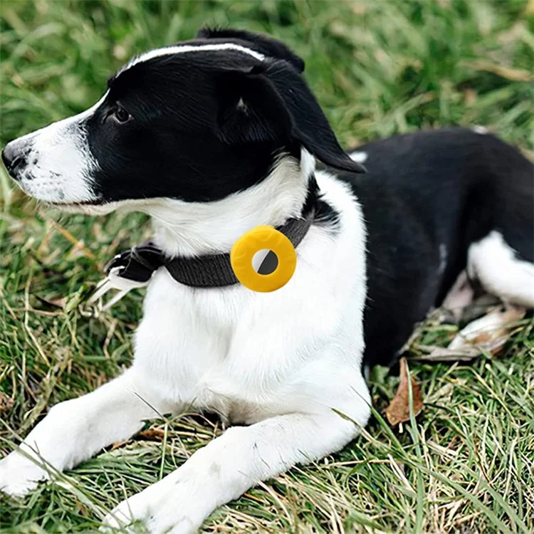Silikongehäuse Für Apple Airtag Dog Cat Tracker Protektor Anti-lost Pet Locator Weiche Abdeckung (größe: S) - Gelb
