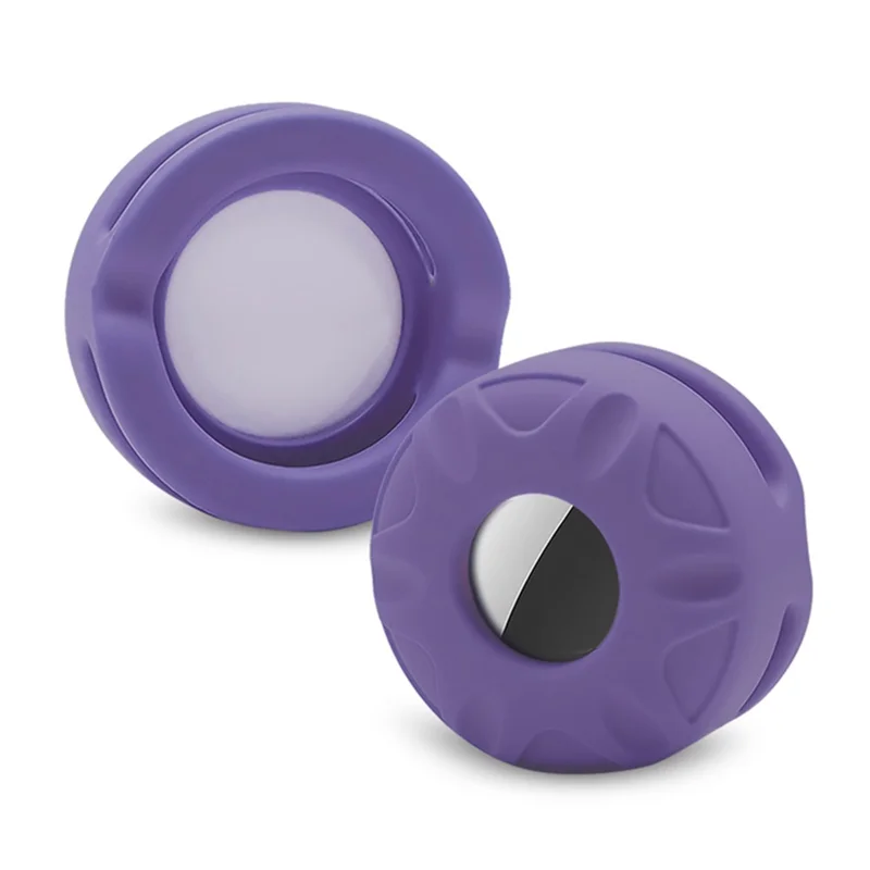 Silicone Case for Apple AirTag Dog Cat Tracker Protector Anti-lost Pet Locator Soft Cover (Size: S) - Purple